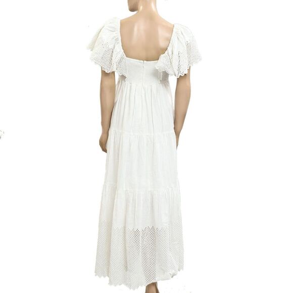 The Great Eyelet Hummingbird Midi Dress Tiered Embroidered Resort S-1 New 279903 - Picture 8 of 10
